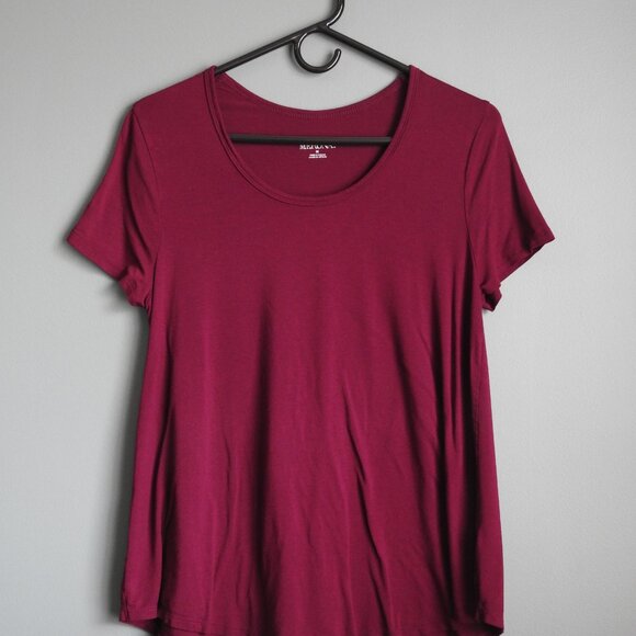 Merona Maroon Scoop Neck Short Sleeve Shirt - Size Medium - Picture 2 of 4